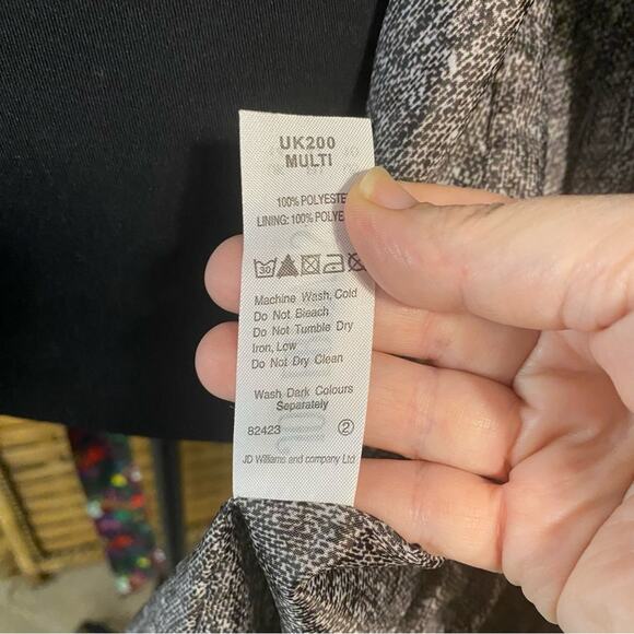 Joe Browns colorful graffiti stars Notched Collar Cocktail Trench Coat size 10 - Picture 15 of 16